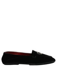 Dolce & Gabbana Black Crown Embellished Dress Loafers Shoes - EU44/US11