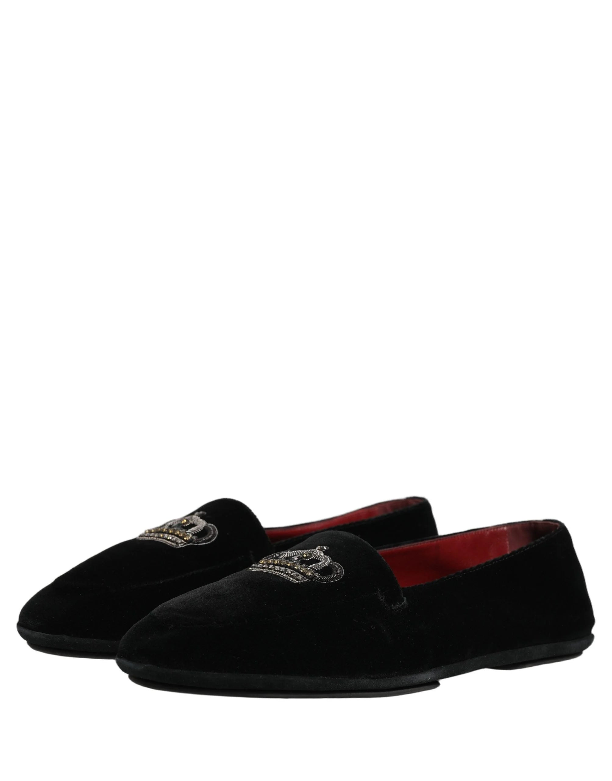 Dolce & Gabbana Black Crown Embellished Dress Loafers Shoes - EU44/US11