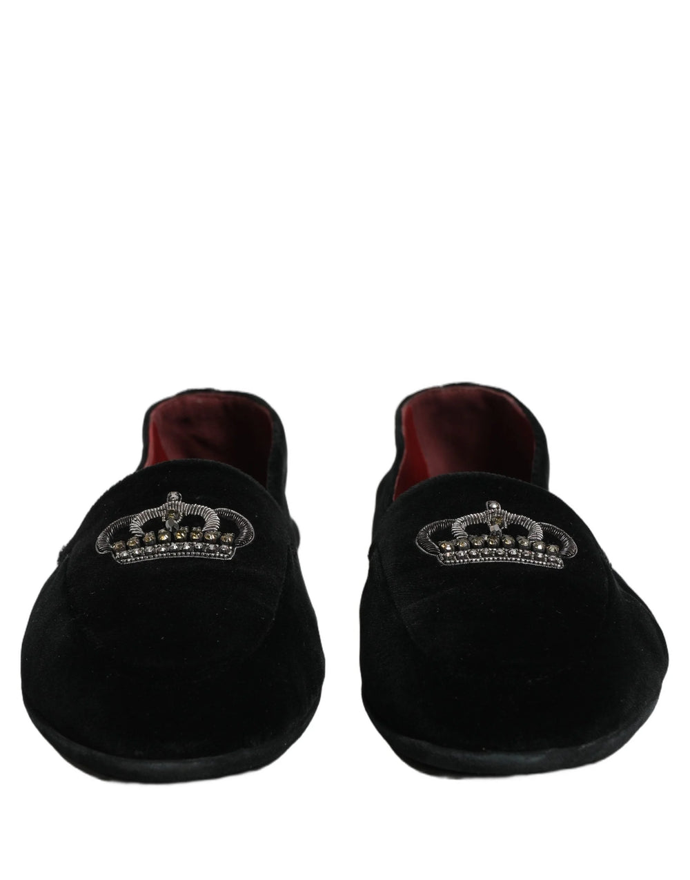 Dolce & Gabbana Black Crown Embellished Dress Loafers Shoes - EU44/US11