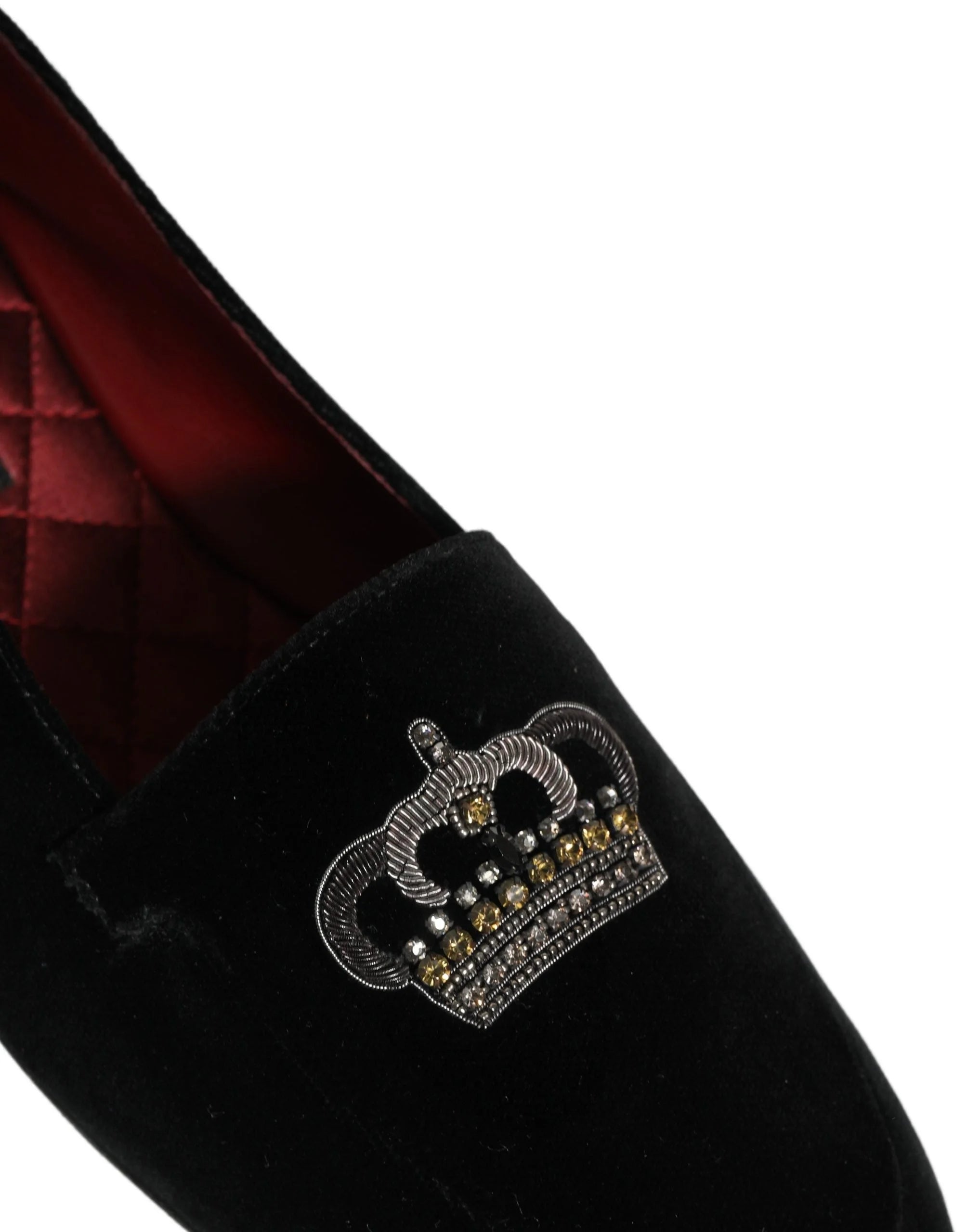 Dolce & Gabbana Black Crown Embellished Dress Loafers Shoes - EU44/US11