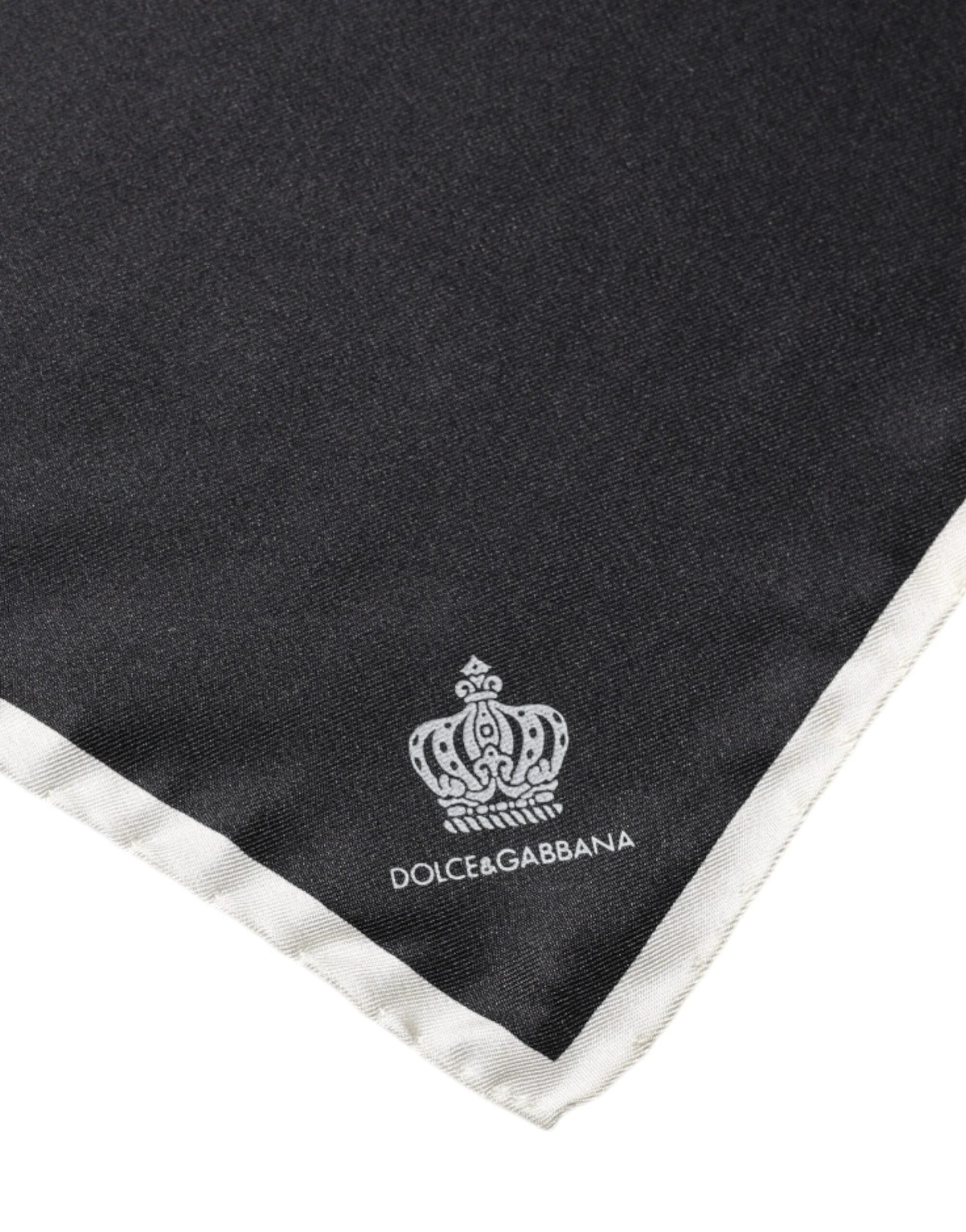 Dolce & Gabbana Black Crown Logo Square Handkerchief Scarf - Scarves & Shawls