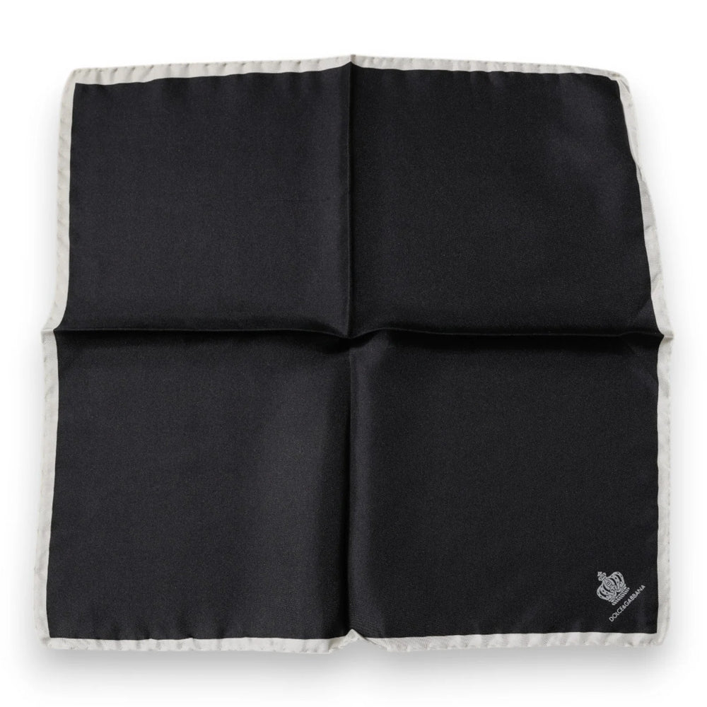 Dolce & Gabbana Black Crown Logo Square Handkerchief Scarf - Scarves & Shawls