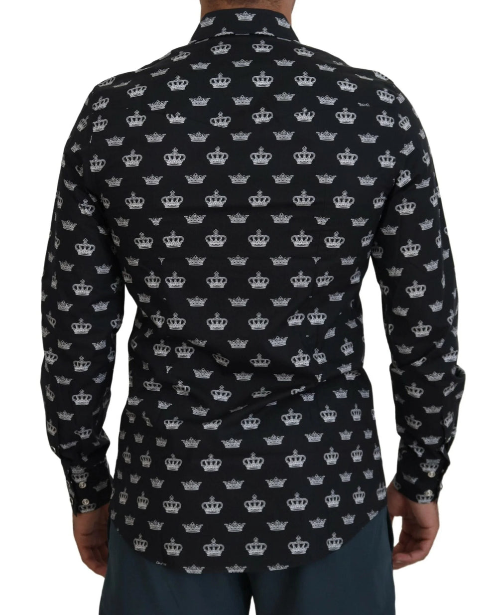 Dolce & Gabbana Black Crown Print GOLD Slim Shirt - IT39 | S - Shirts
