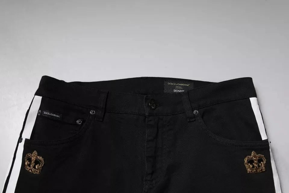 Dolce & Gabbana Black Crown White Lining Skinny Denim Jeans - IT48 | M - Jeans