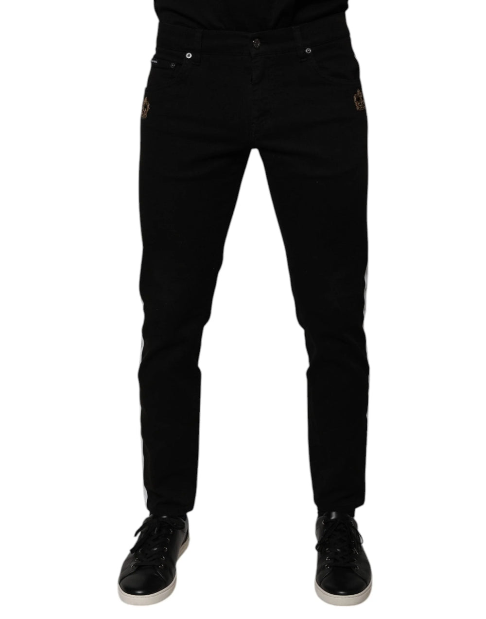Dolce & Gabbana Black Crown White Lining Skinny Denim Jeans - IT48 | M - Jeans