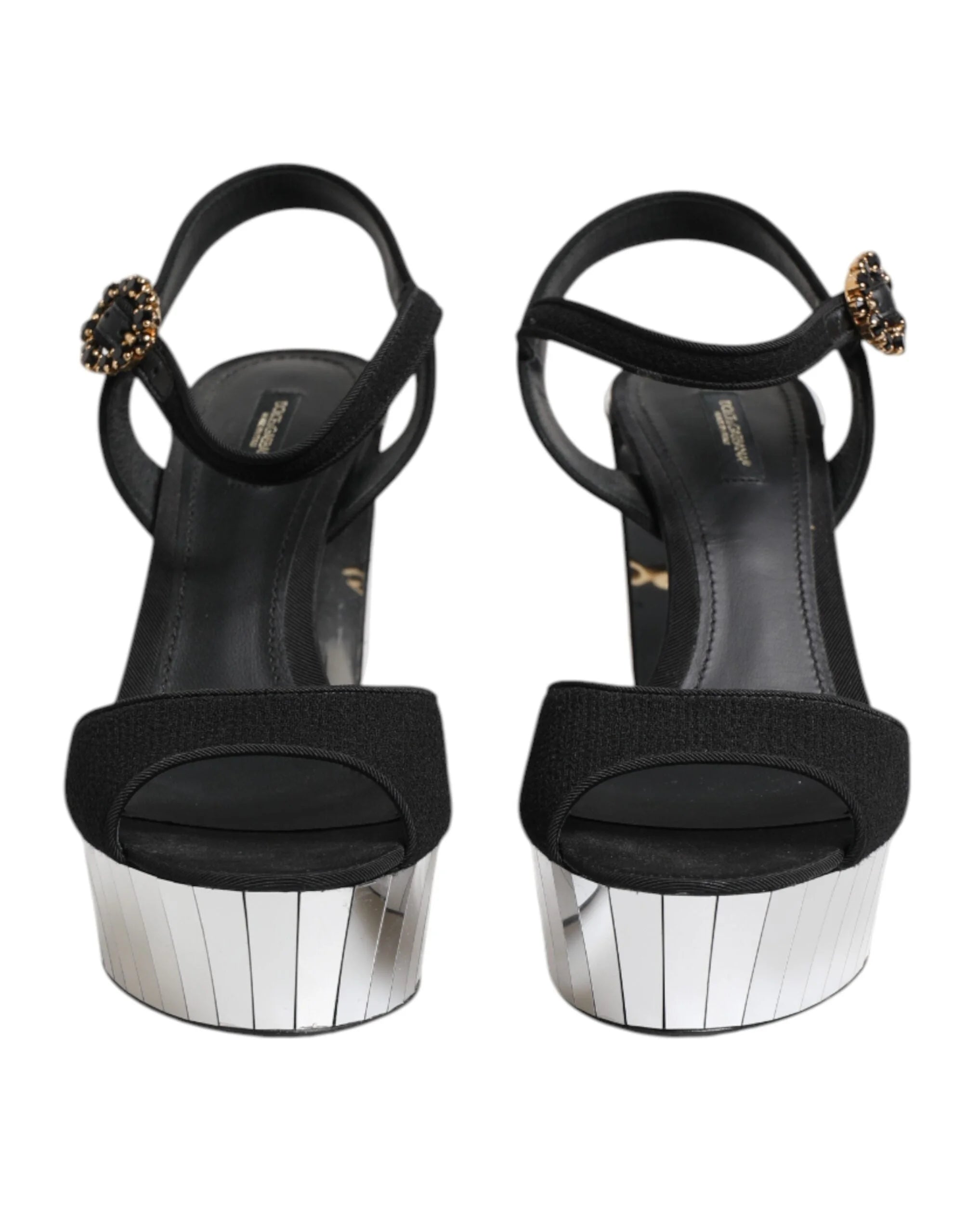 Dolce & Gabbana Black Crystal Ankle Strap Keira Sandal Shoes - Sandals