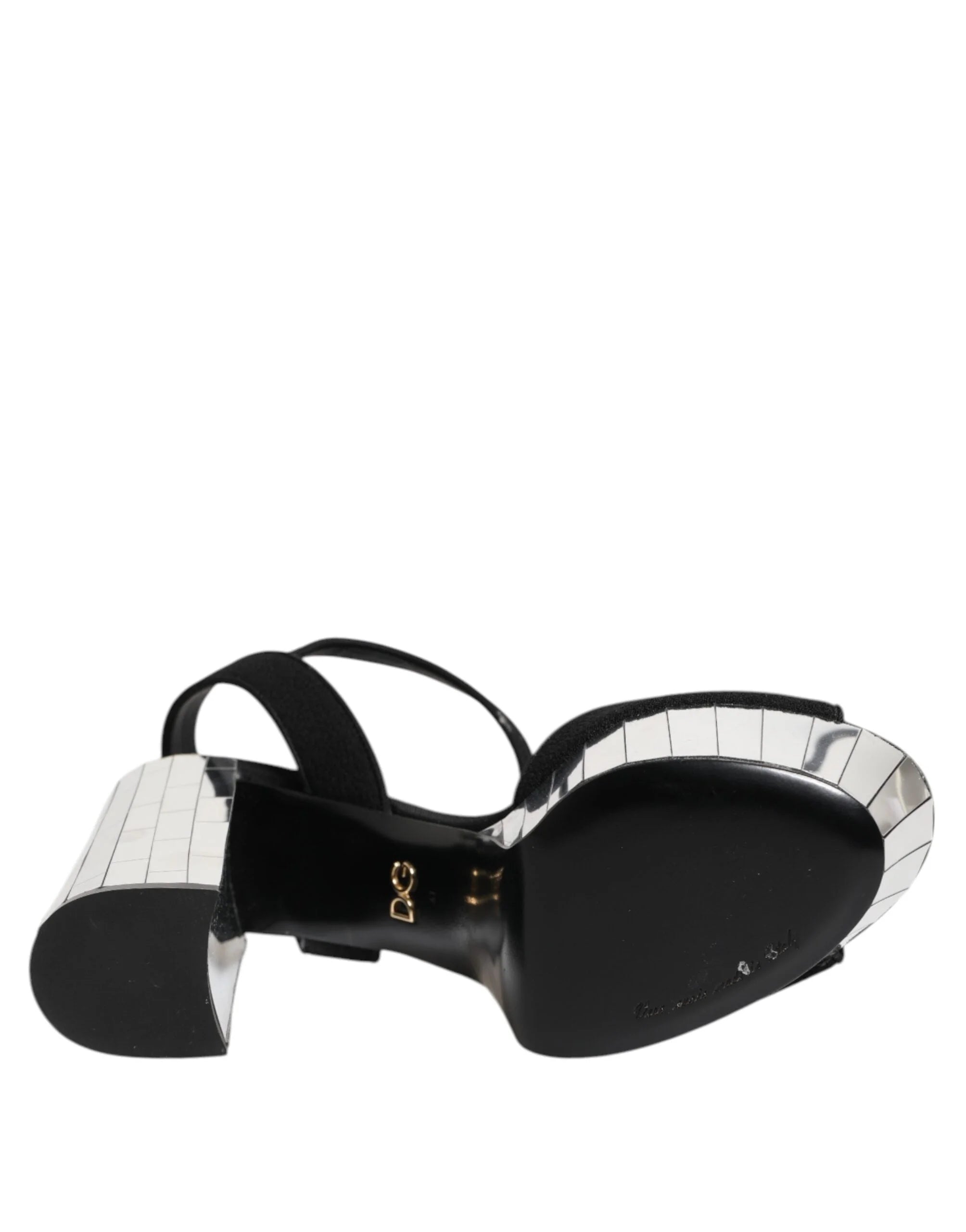 Dolce & Gabbana Black Crystal Ankle Strap Keira Sandal Shoes - Sandals