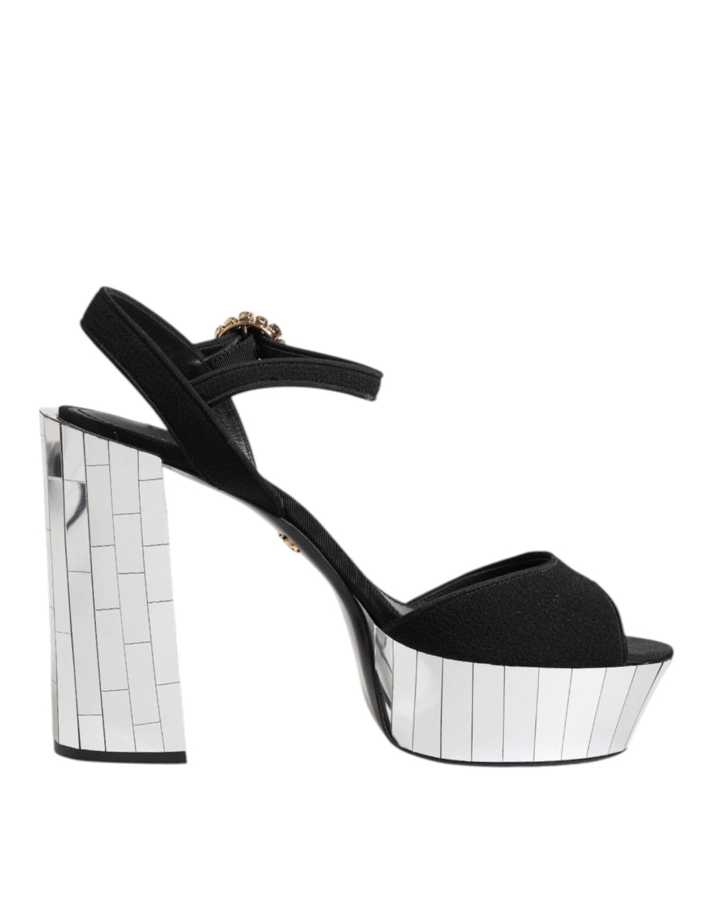 Dolce & Gabbana Black Crystal Ankle Strap Keira Sandal Shoes - Sandals