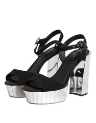 Dolce & Gabbana Black Crystal Ankle Strap Keira Sandal Shoes - Sandals