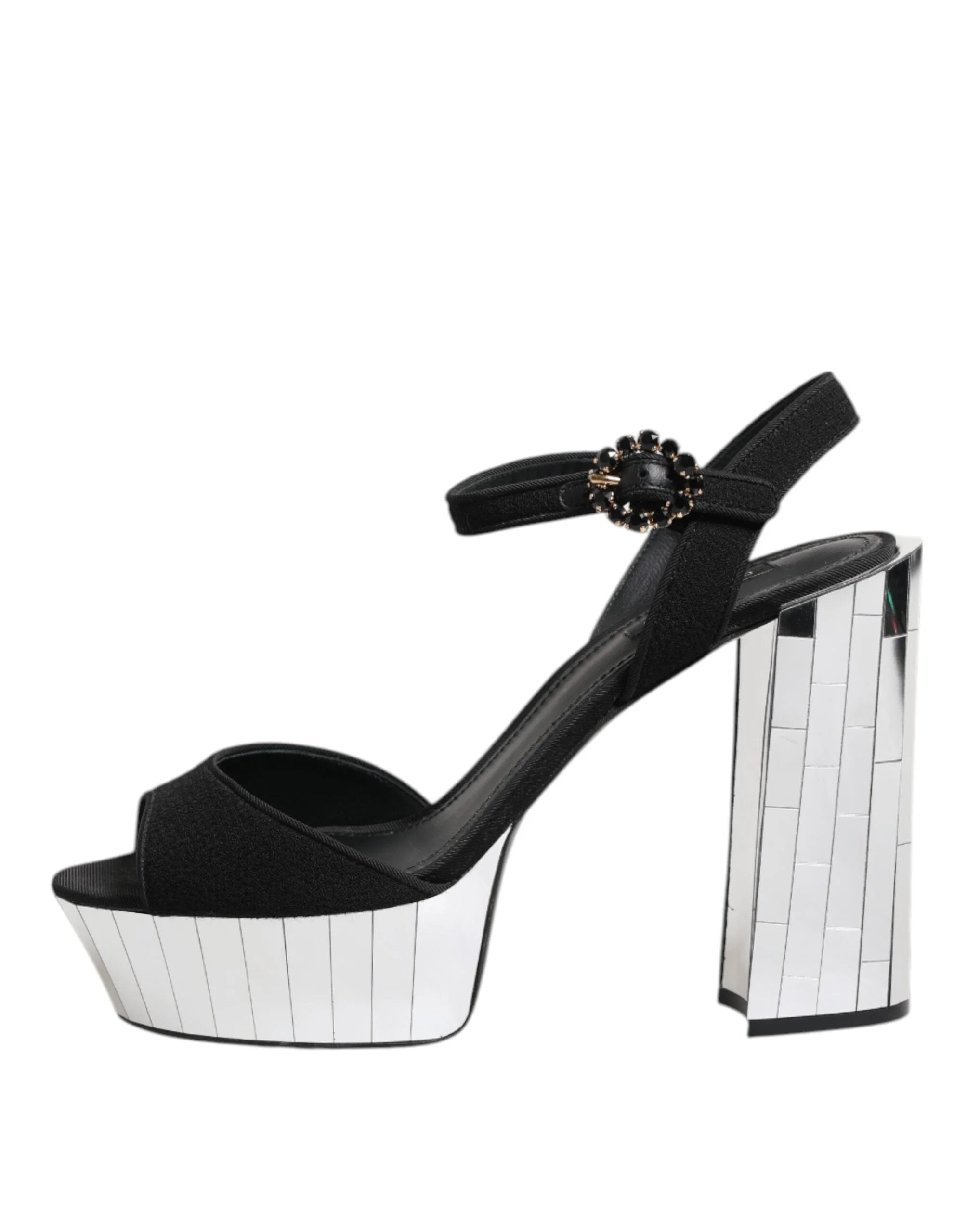 Dolce & Gabbana Black Crystal Ankle Strap Keira Sandal Shoes - Sandals