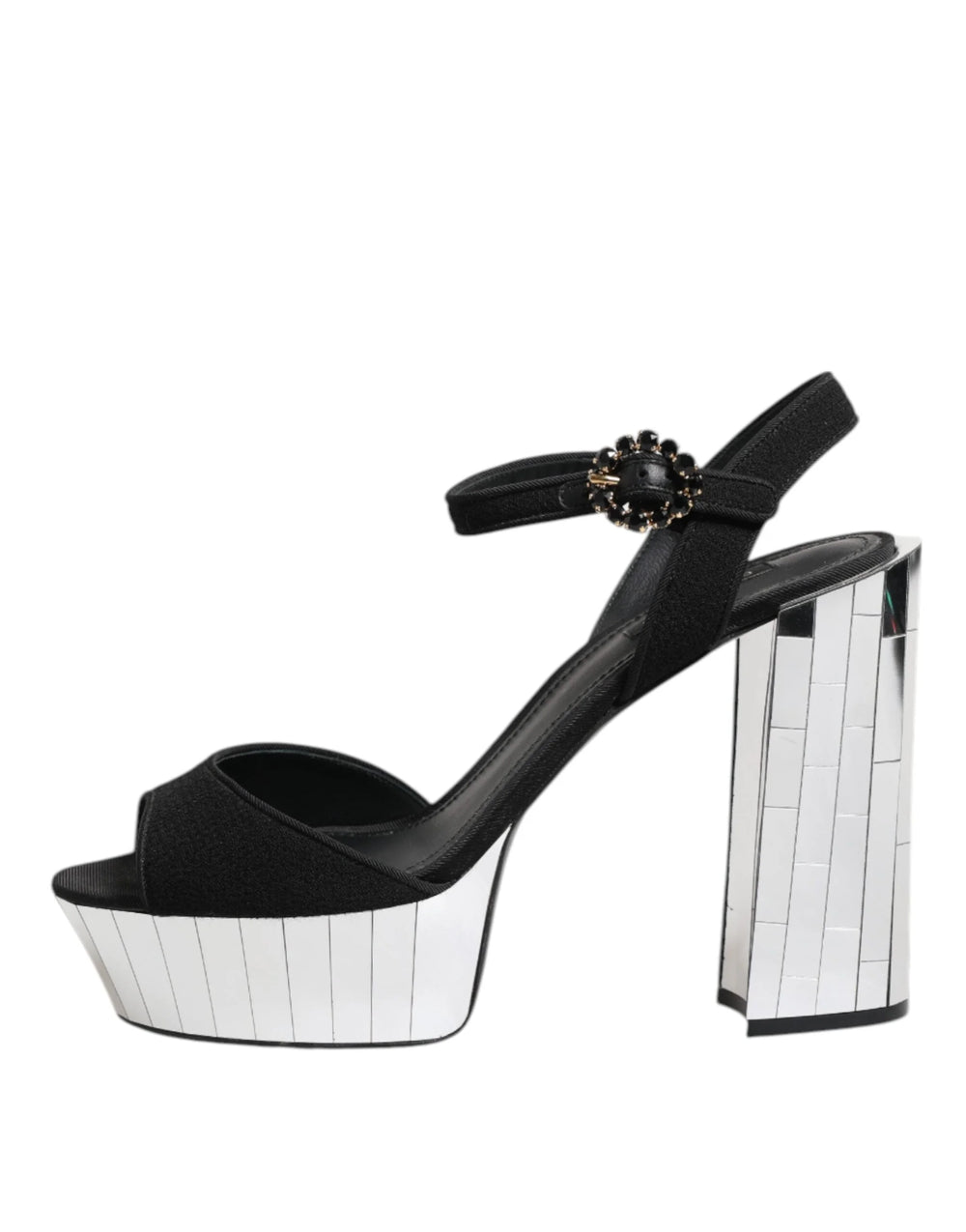 Dolce & Gabbana Black Crystal Ankle Strap Keira Sandal Shoes - Sandals
