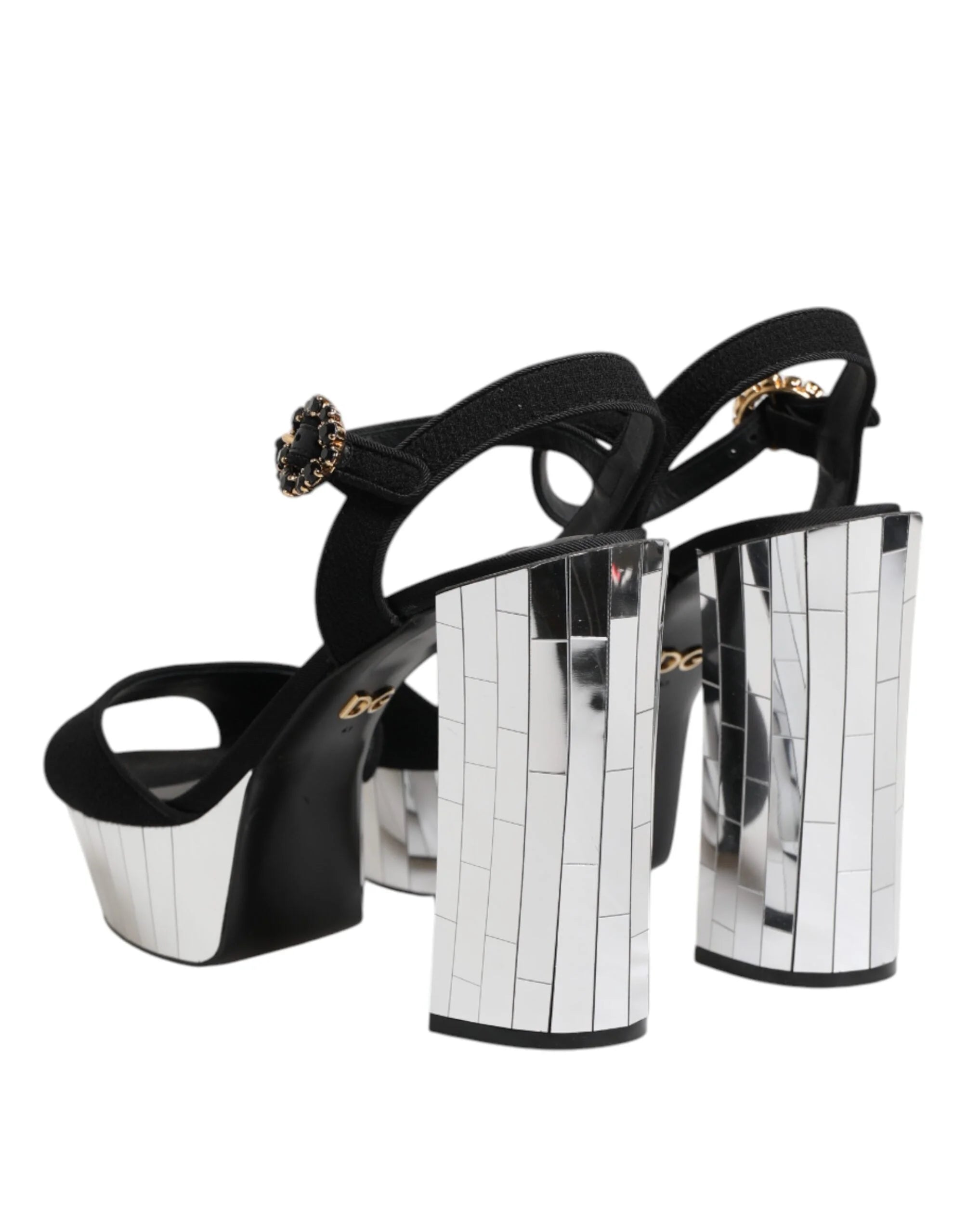 Dolce & Gabbana Black Crystal Ankle Strap Keira Sandal Shoes - Sandals