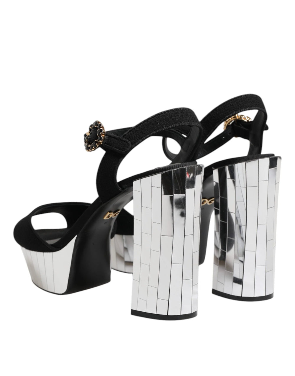 Dolce & Gabbana Black Crystal Ankle Strap Keira Sandal Shoes - Sandals
