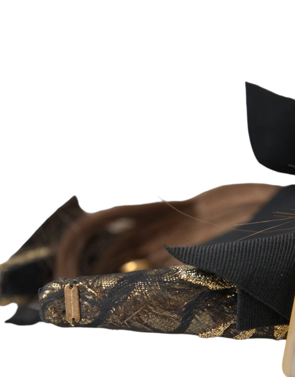 Dolce & Gabbana Black Crystal Button Brown Hair Women Headband Diadem - Headbands