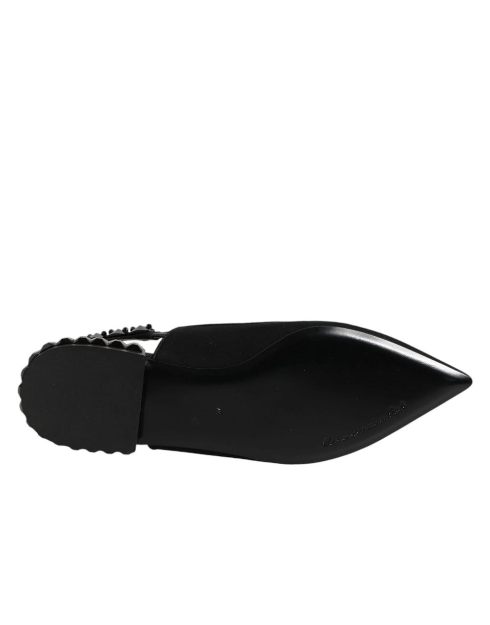 Dolce & Gabbana Black Crystal Charmeuse Slingback Shoes - EU37/US6.5 - Flats
