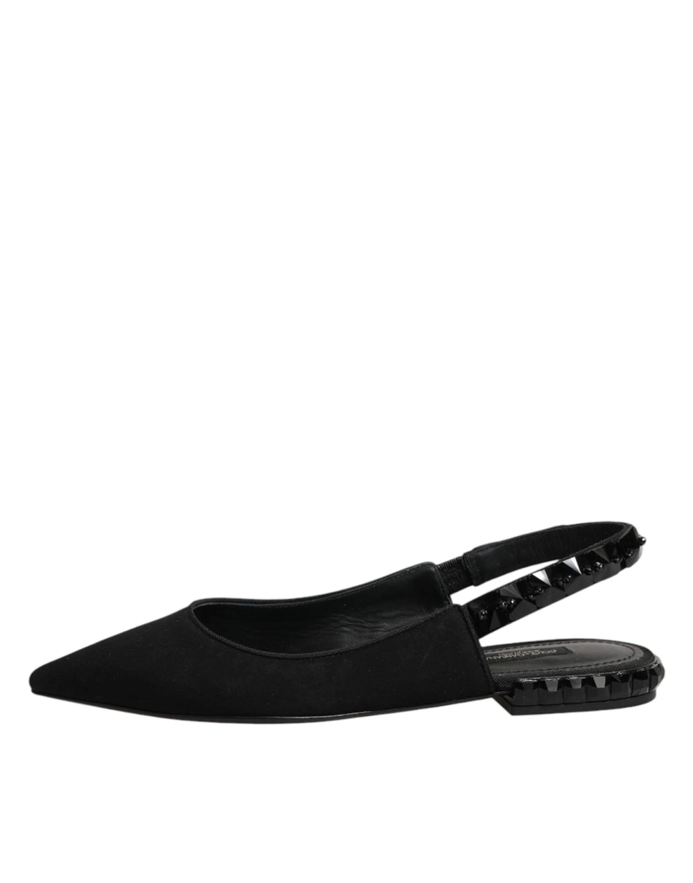 Dolce & Gabbana Black Crystal Charmeuse Slingback Shoes - EU37/US6.5 - Flats
