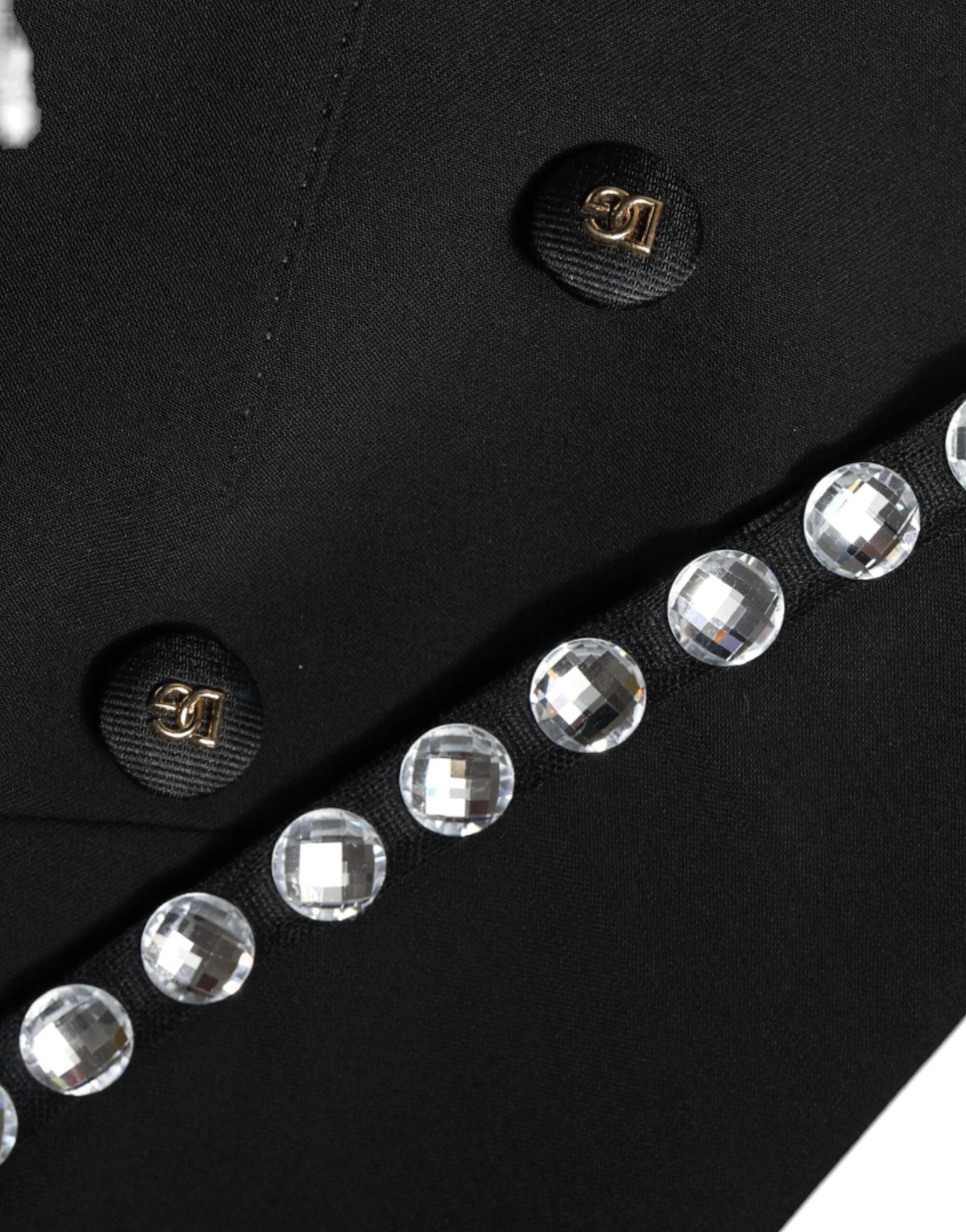 Dolce & Gabbana Black Crystal Double Breasted Blazer Jacket - IT40|S - Coats & Jackets