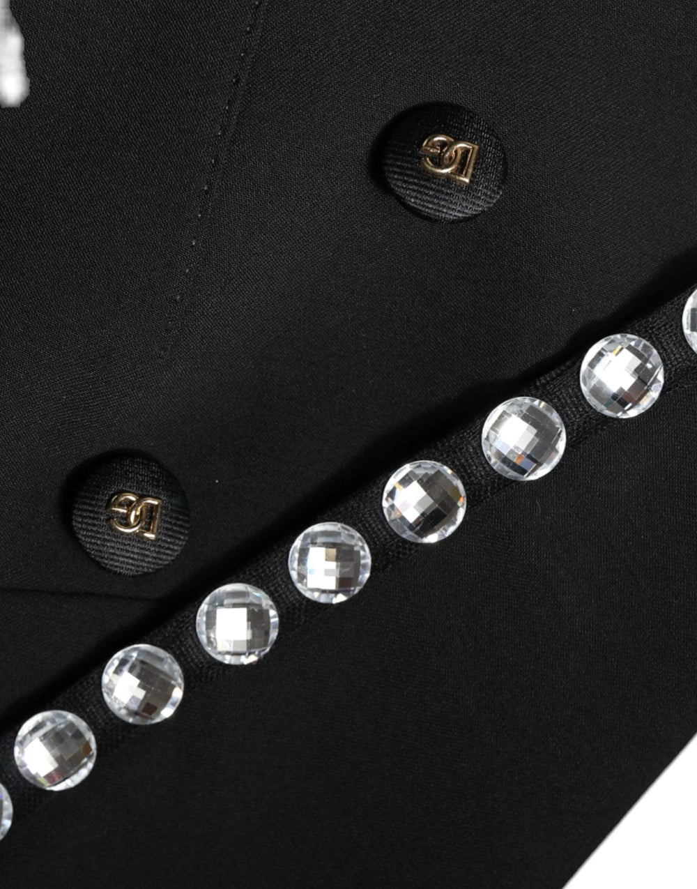 Dolce & Gabbana Black Crystal Double Breasted Blazer Jacket - IT40|S - Coats & Jackets
