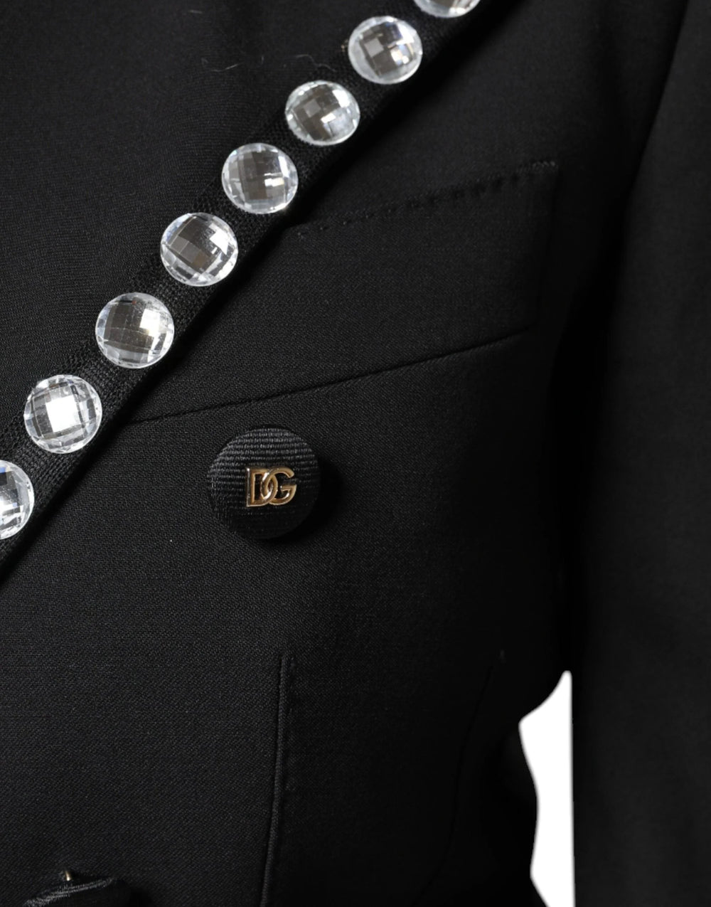 Dolce & Gabbana Black Crystal Double Breasted Blazer Jacket - IT40|S - Coats & Jackets
