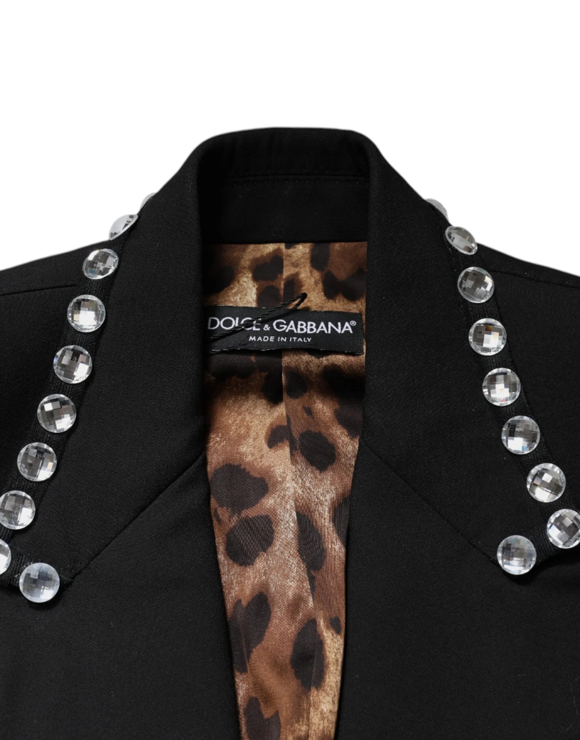 Dolce & Gabbana Black Crystal Double Breasted Blazer Jacket - IT40|S - Coats & Jackets