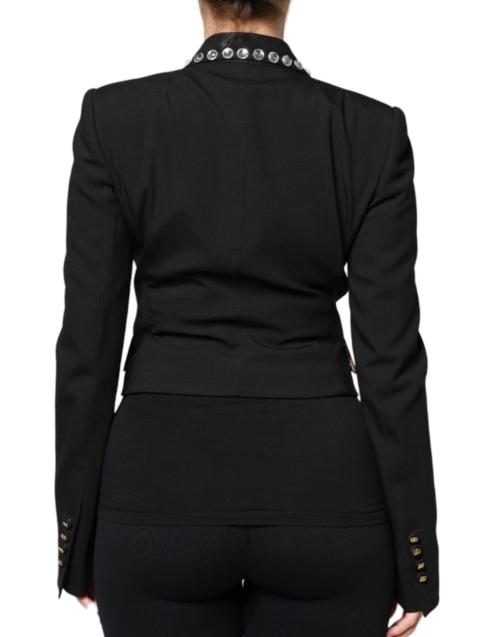 Dolce & Gabbana Black Crystal Double Breasted Blazer Jacket - IT40|S - Coats & Jackets