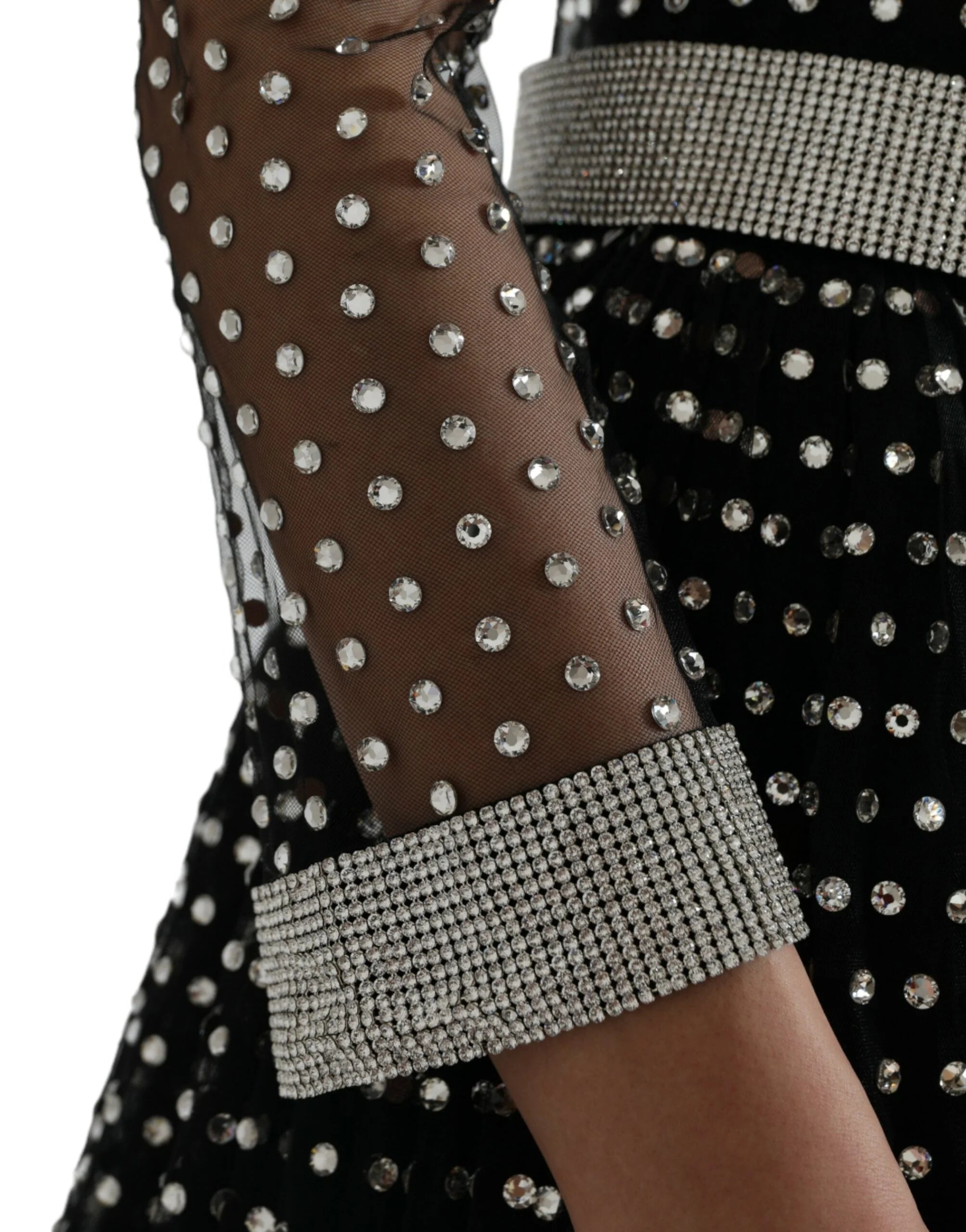 Dolce & Gabbana Black Crystal Embellished A-line Gown Dress - IT44 | L - Dresses