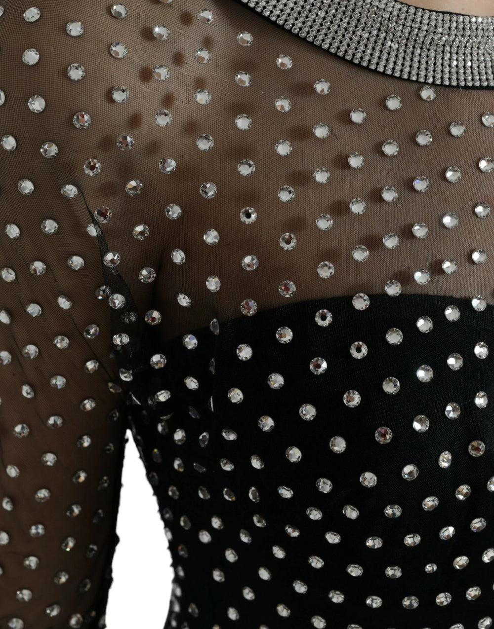 Dolce & Gabbana Black Crystal Embellished A-line Gown Dress - IT44 | L - Dresses