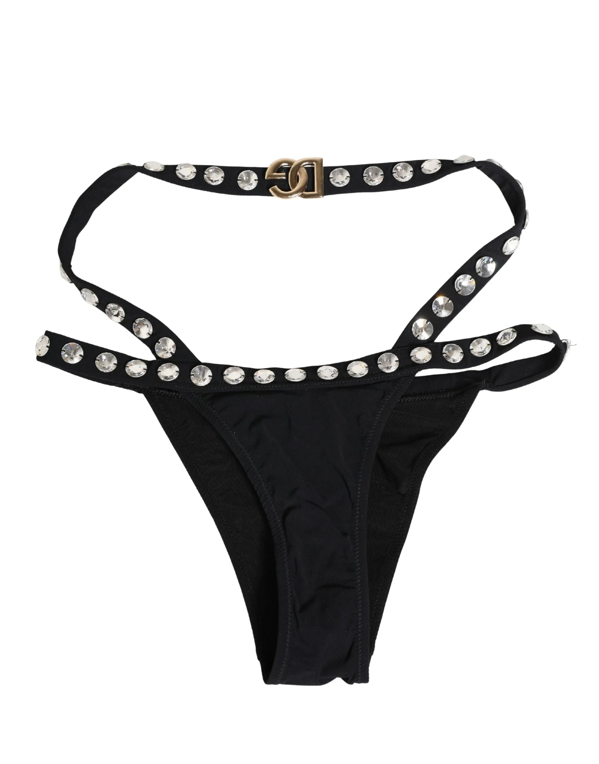 Dolce & Gabbana Black Crystal Embellished Bikini Bottom Swimwear - IT3 | M