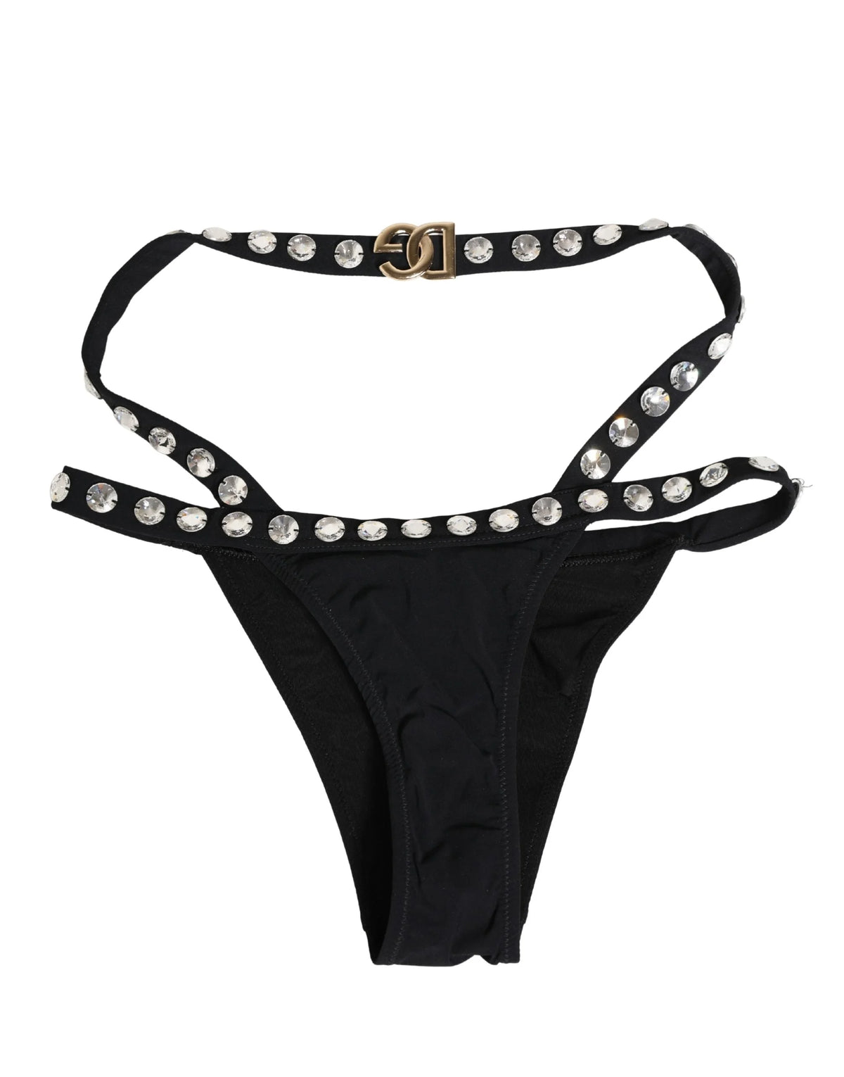Dolce & Gabbana Black Crystal Embellished Bikini Bottom Swimwear - IT3 | M