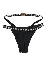 Dolce & Gabbana Black Crystal Embellished Bikini Bottom Swimwear - IT3 | M