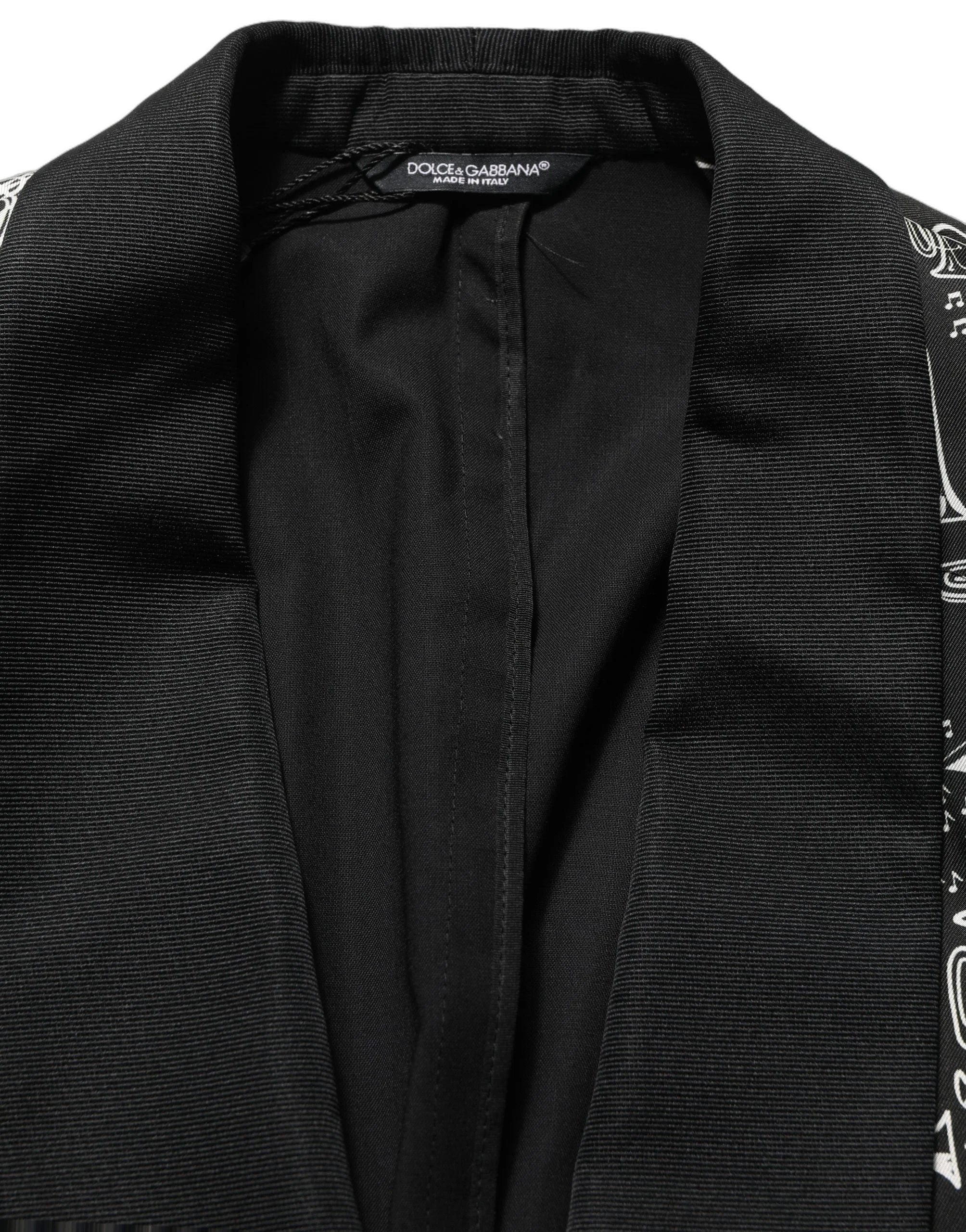 Dolce & Gabbana Black Crystal Embellished Coat Blazer Jacket - IT52 | XL