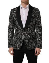 Dolce & Gabbana Black Crystal Embellished Coat Blazer Jacket - IT52 | XL
