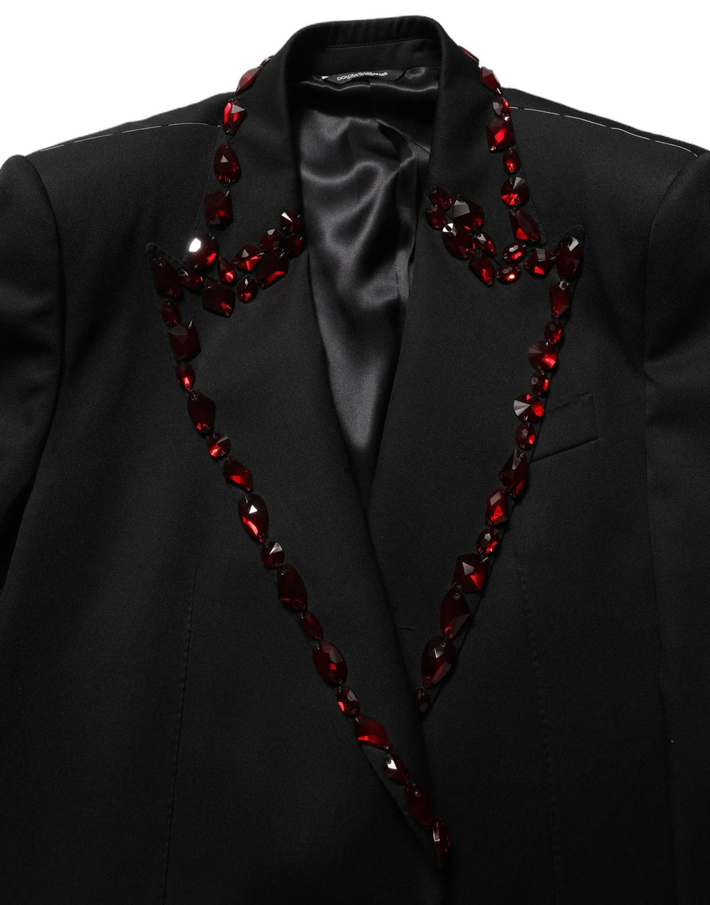 Dolce & Gabbana Black Crystal Embellished Coat Blazer Jacket - IT52 | XL