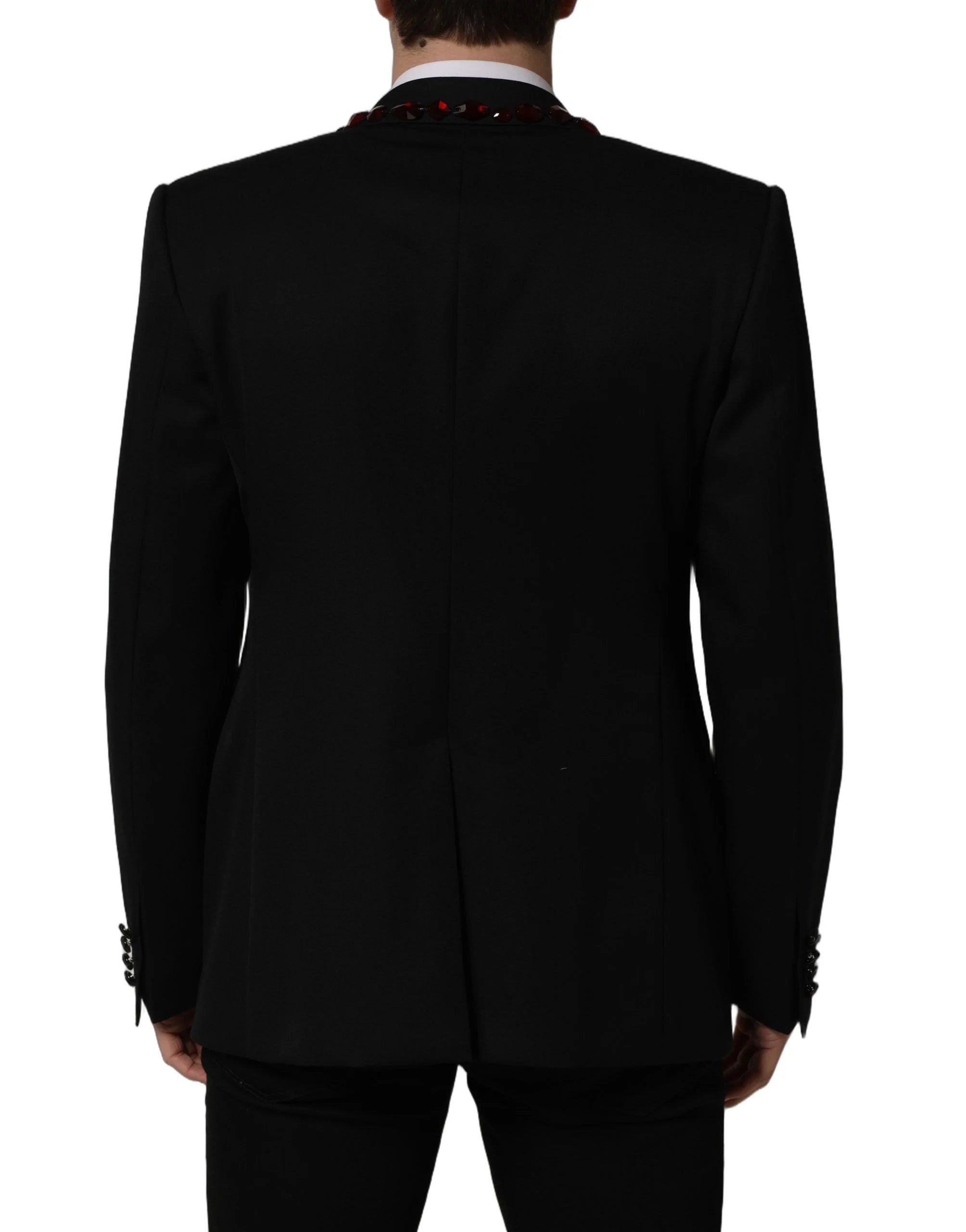 Dolce & Gabbana Black Crystal Embellished Coat Blazer Jacket - IT54 | XL