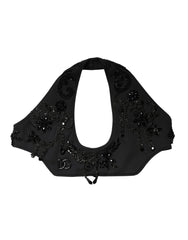 Dolce & Gabbana Black Crystal Embellished Crop Waistcoat One Size Vest - One Size