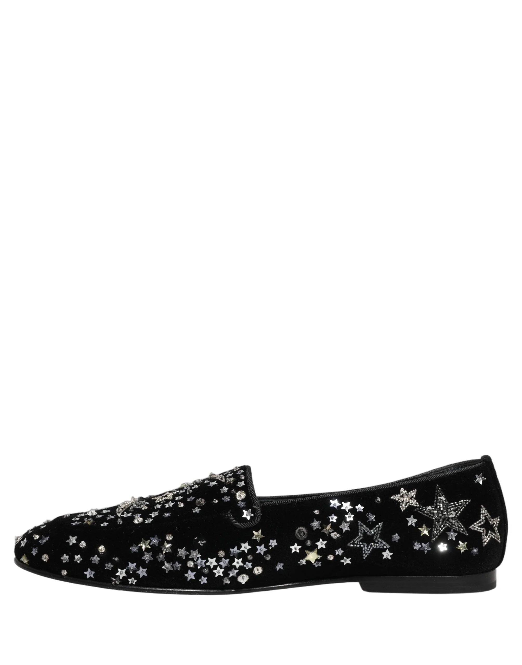 Dolce & Gabbana Black Crystal Embellished Dress Loafers Shoes - EU44/US11