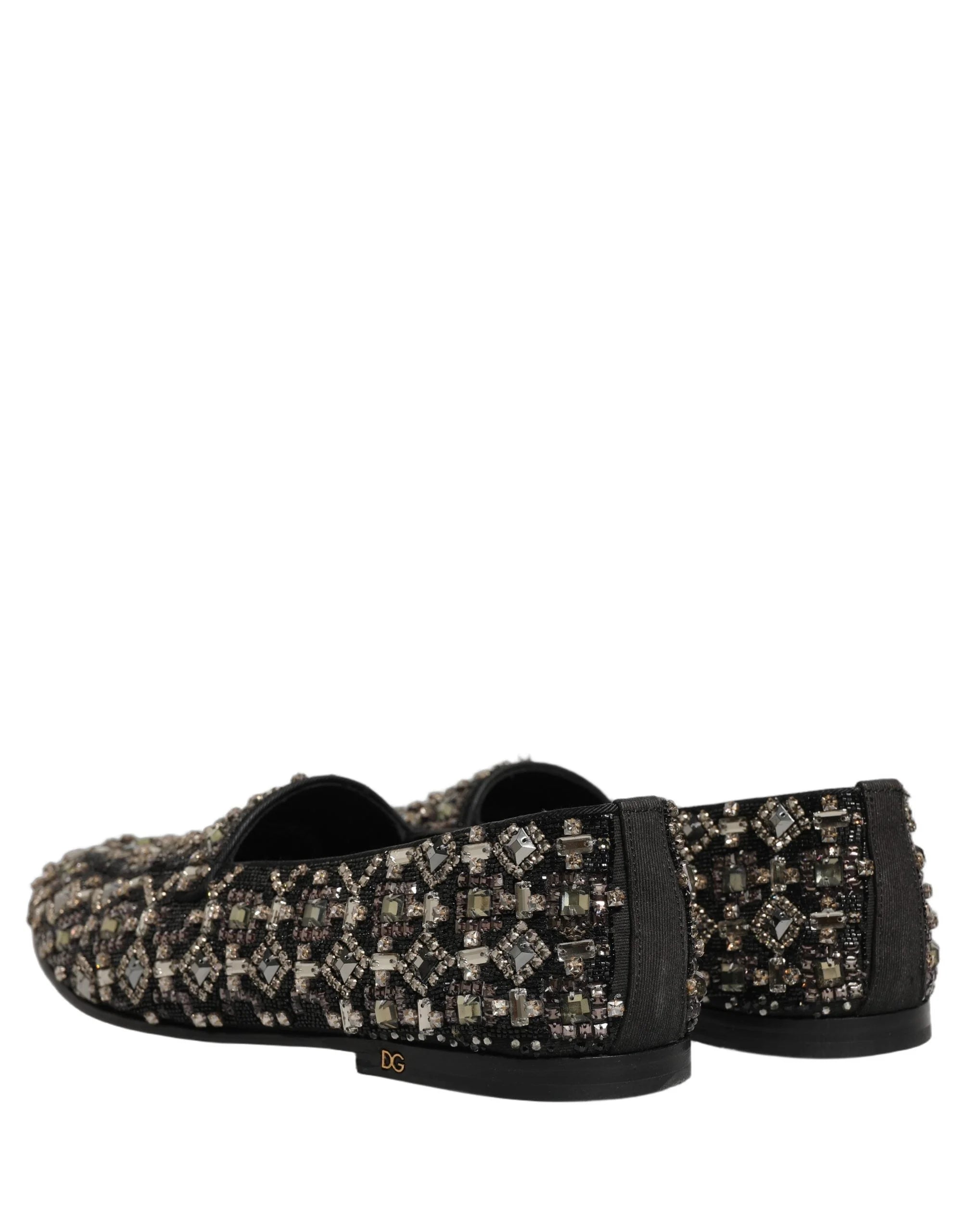 Dolce & Gabbana Black Crystal Embellished Dress Loafers Shoes - EU43/US10