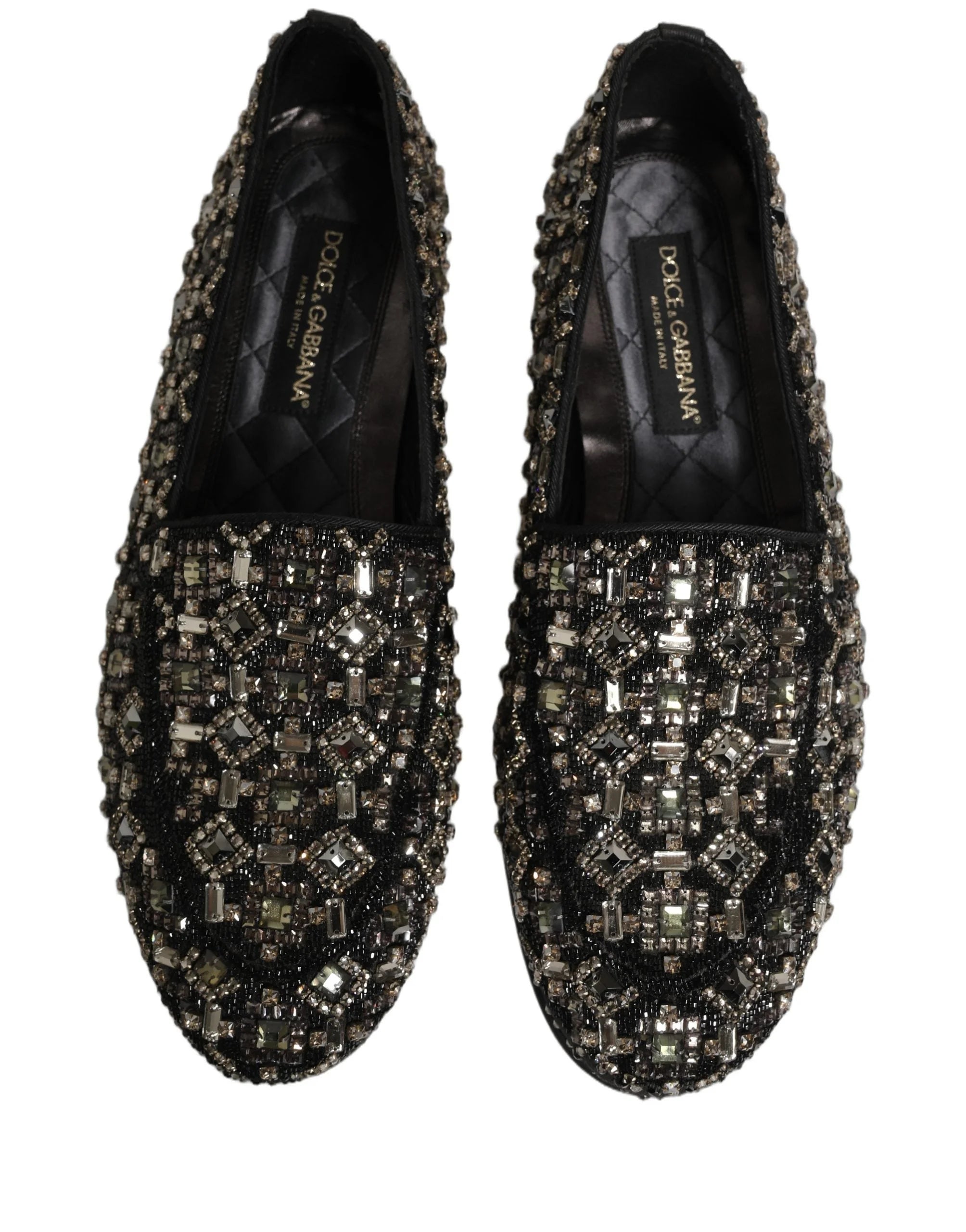 Dolce & Gabbana Black Crystal Embellished Dress Loafers Shoes - EU43/US10