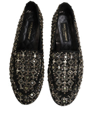 Dolce & Gabbana Black Crystal Embellished Dress Loafers Shoes - EU43/US10