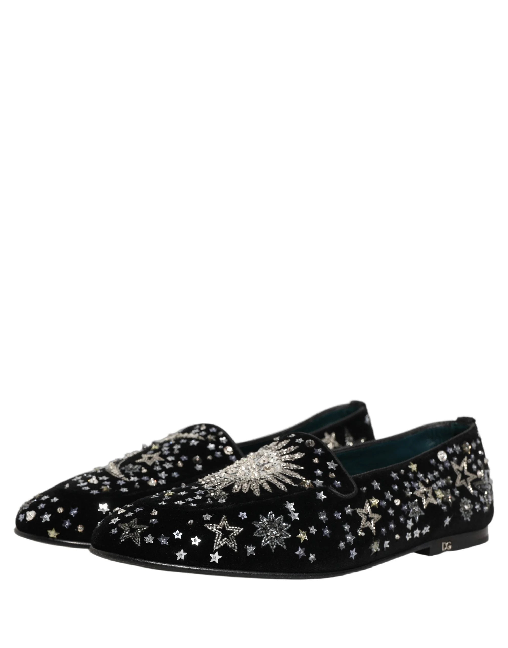Dolce & Gabbana Black Crystal Embellished Dress Loafers Shoes - EU44/US11