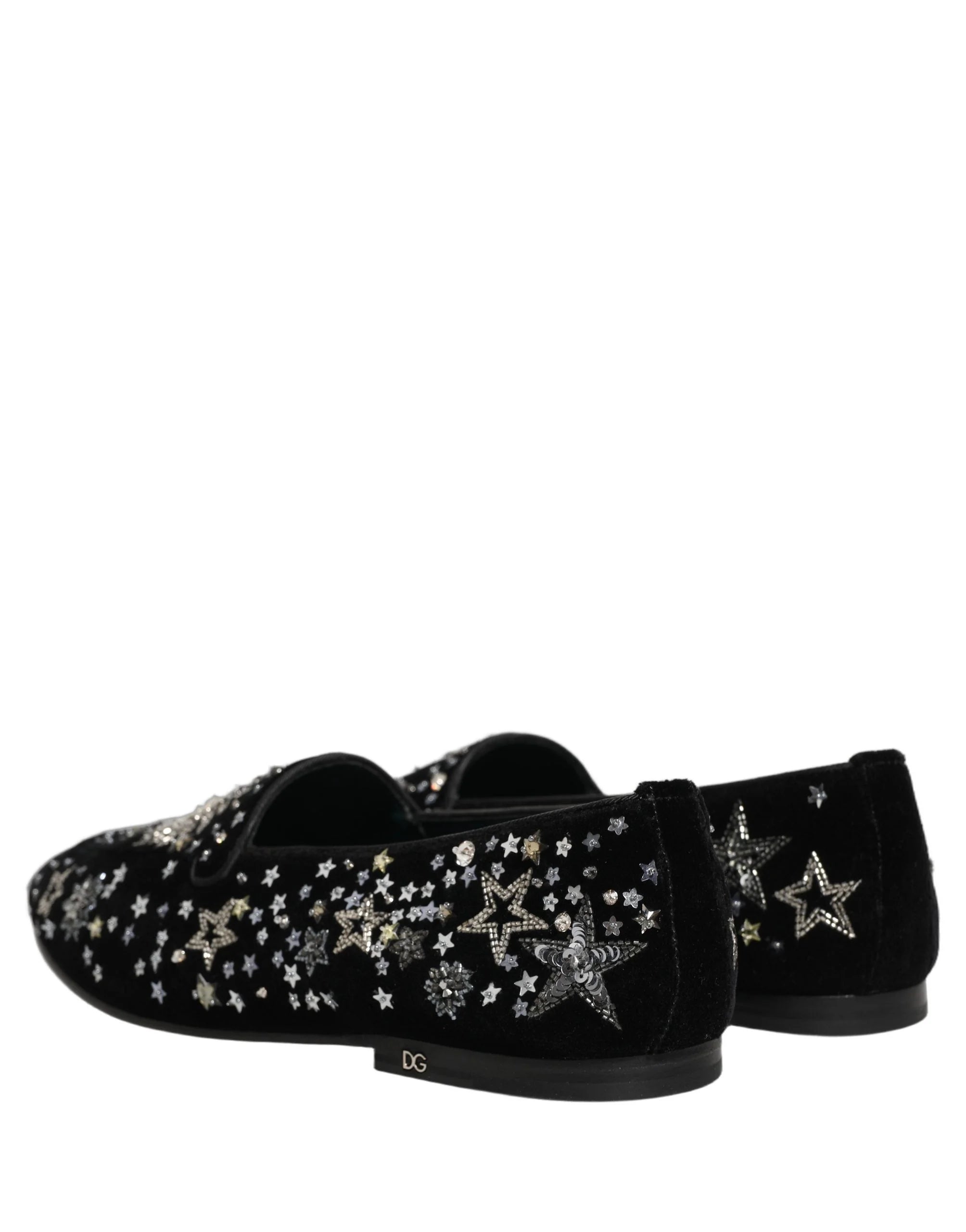 Dolce & Gabbana Black Crystal Embellished Dress Loafers Shoes - EU44/US11