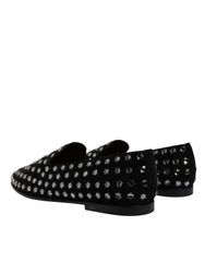 Dolce & Gabbana Black Crystal Embellished Loafers Dress Shoes - EU43/US10 - Flats
