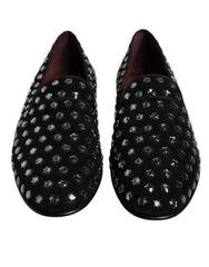 Dolce & Gabbana Black Crystal Embellished Loafers Dress Shoes - EU43/US10 - Flats