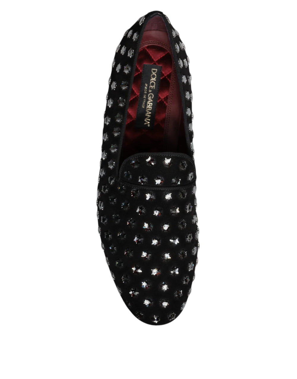 Dolce & Gabbana Black Crystal Embellished Loafers Dress Shoes - EU43/US10 - Flats