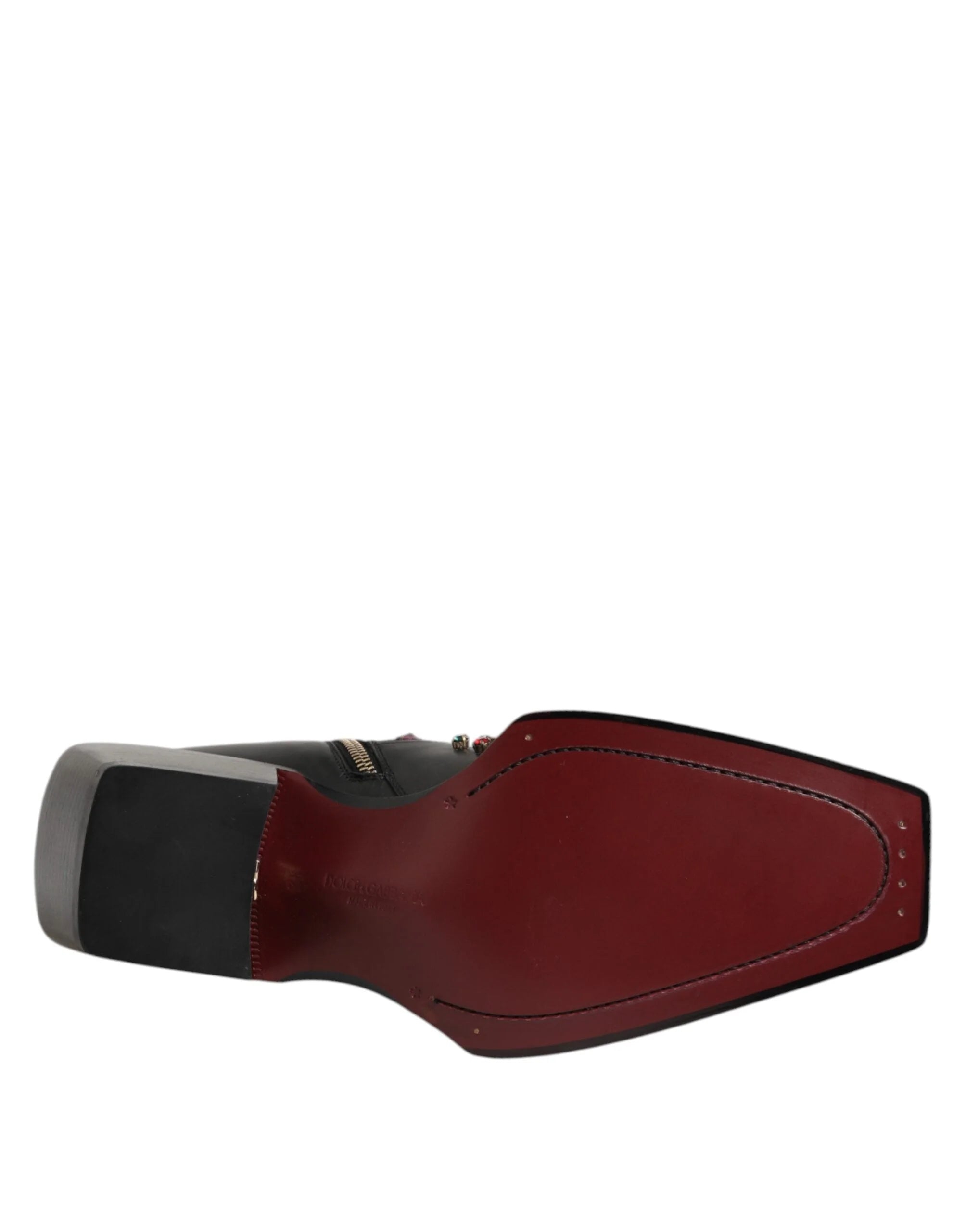 Dolce & Gabbana Black Crystal Embellished Men Short Boots Shoes - Boots