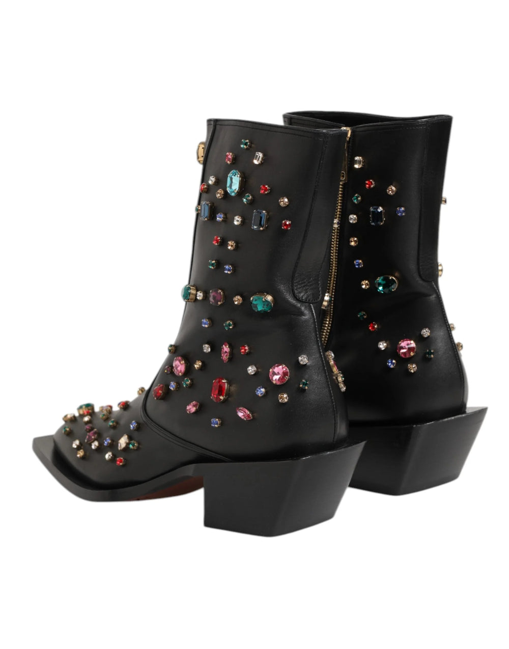 Dolce & Gabbana Black Crystal Embellished Men Short Boots Shoes - Boots