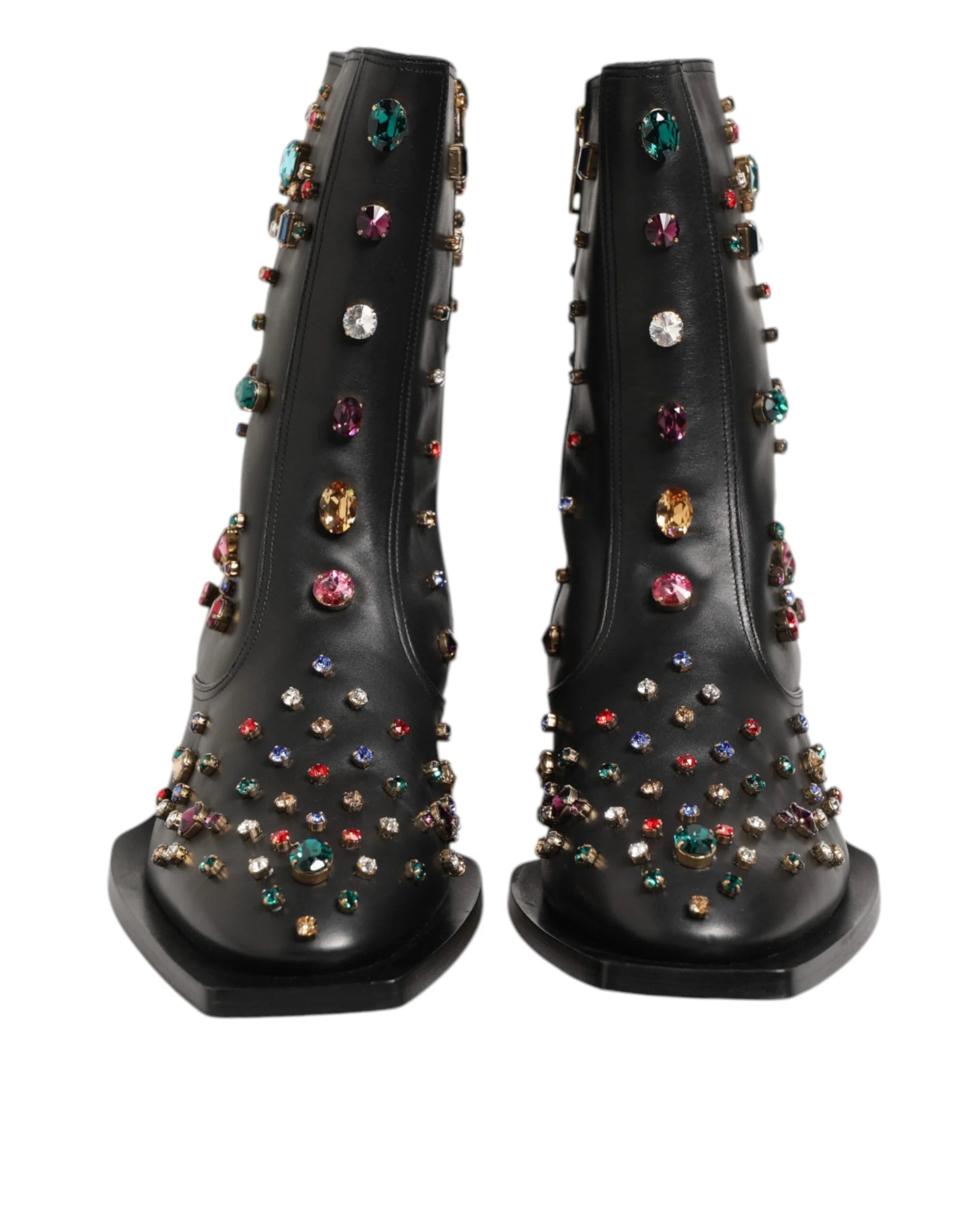 Dolce & Gabbana Black Crystal Embellished Men Short Boots Shoes - Boots