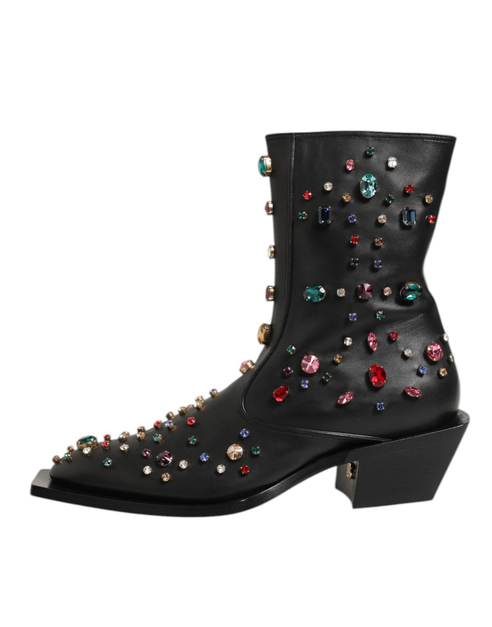 Dolce & Gabbana Black Crystal Embellished Men Short Boots Shoes - Boots