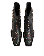 Dolce & Gabbana Black Crystal Embellished Men Short Boots Shoes - Boots