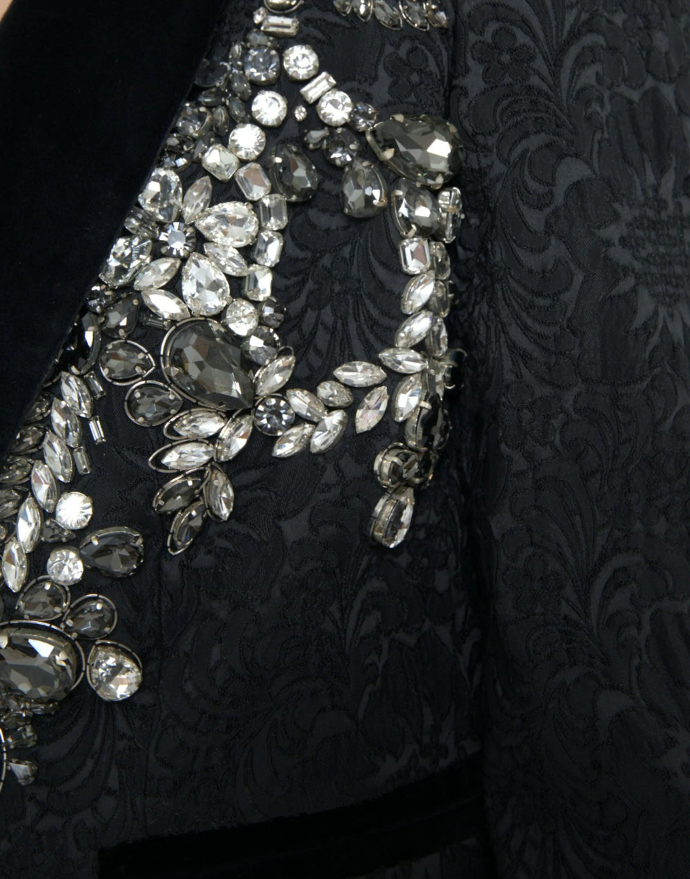 Dolce & Gabbana Black Crystal Embellished Overcoat Jacket - IT44 | L - Overcoats